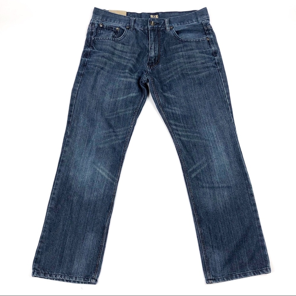 F.U.S.A.I Mens Straight Leg Denim Blue Jeans